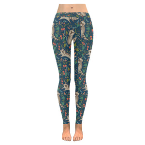 Raccoon tropical leaves pattern Women's Legging Fulfilled In US