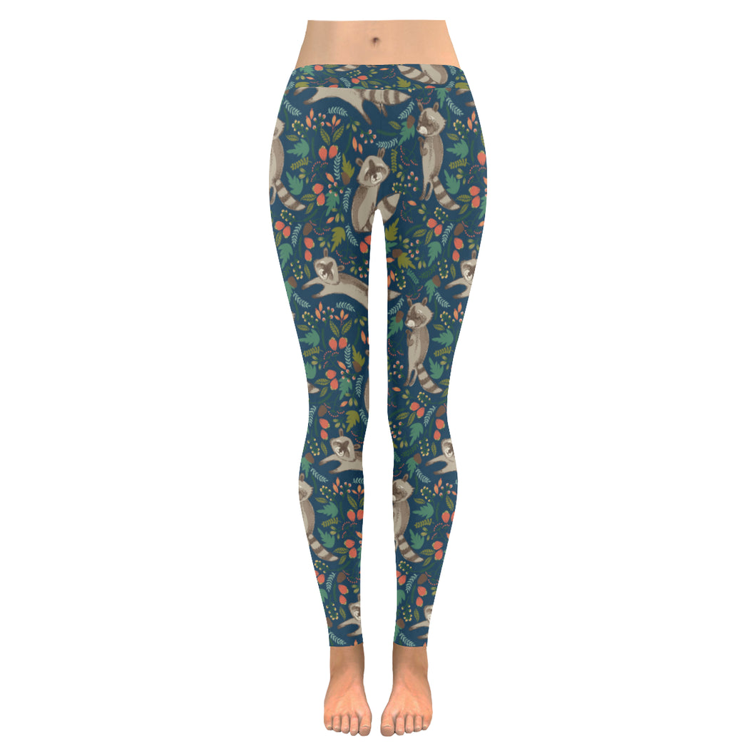 Raccoon tropical leaves pattern Women's Legging Fulfilled In US