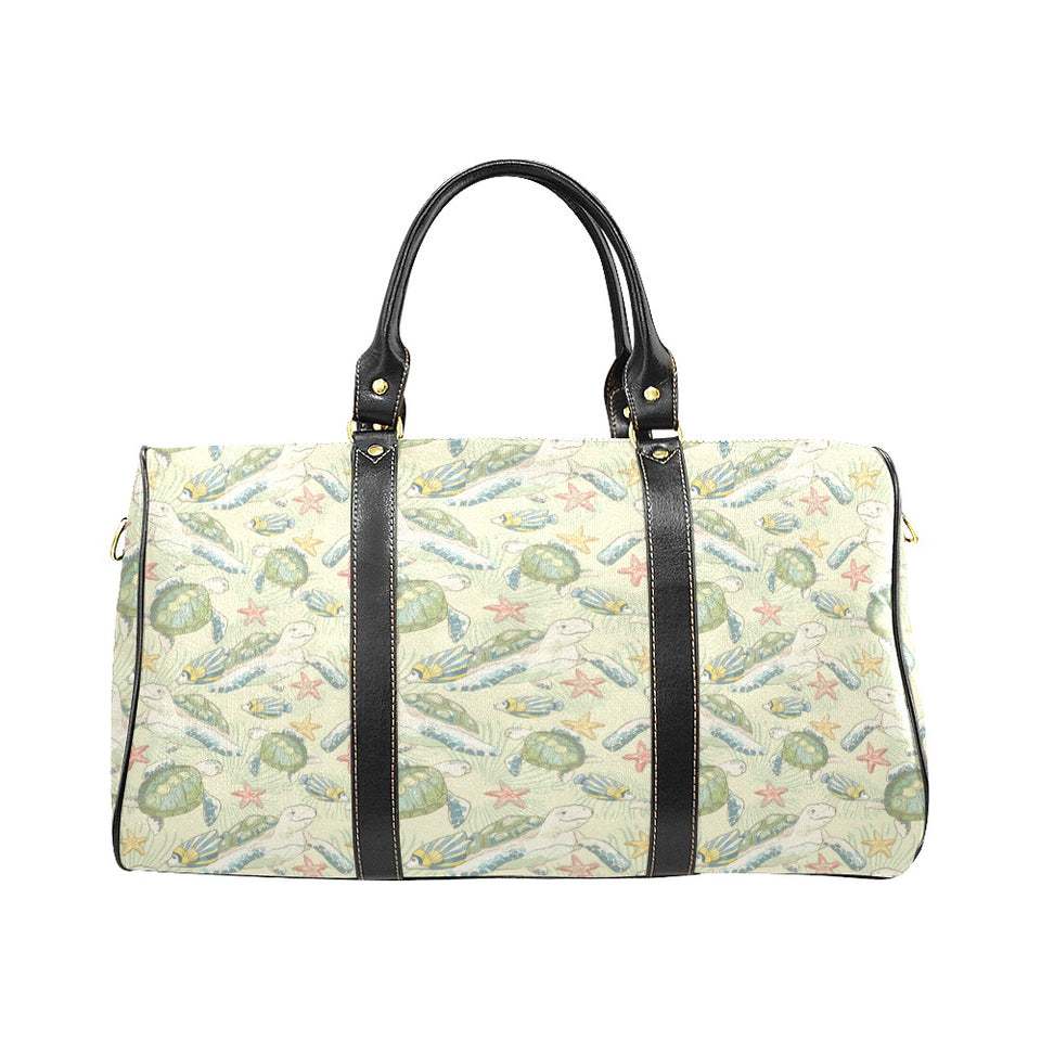 Hand drawn sea turtle fish pattern Travel Bag