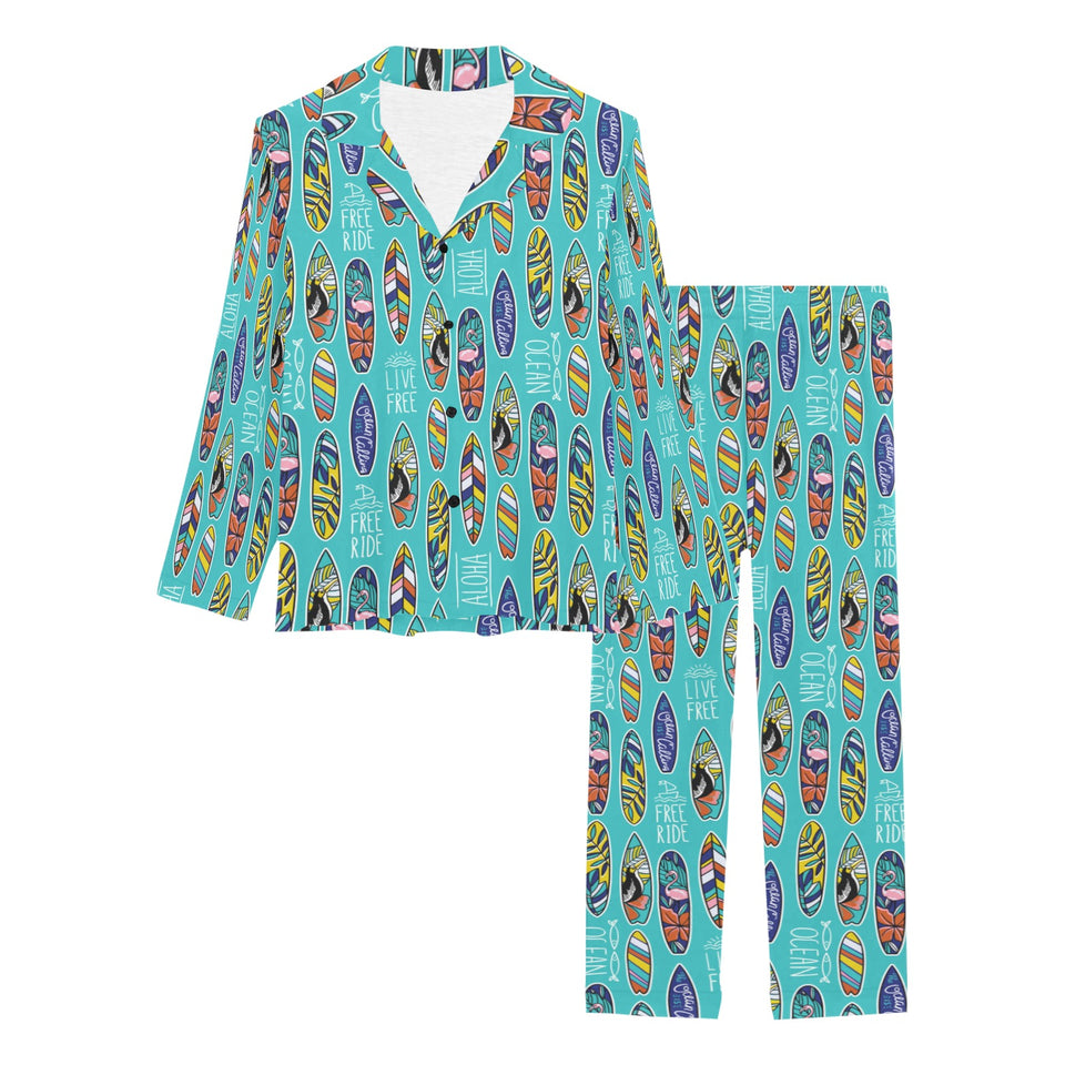 Surfboard Pattern Print Design 05 Women's Long Pajama Set