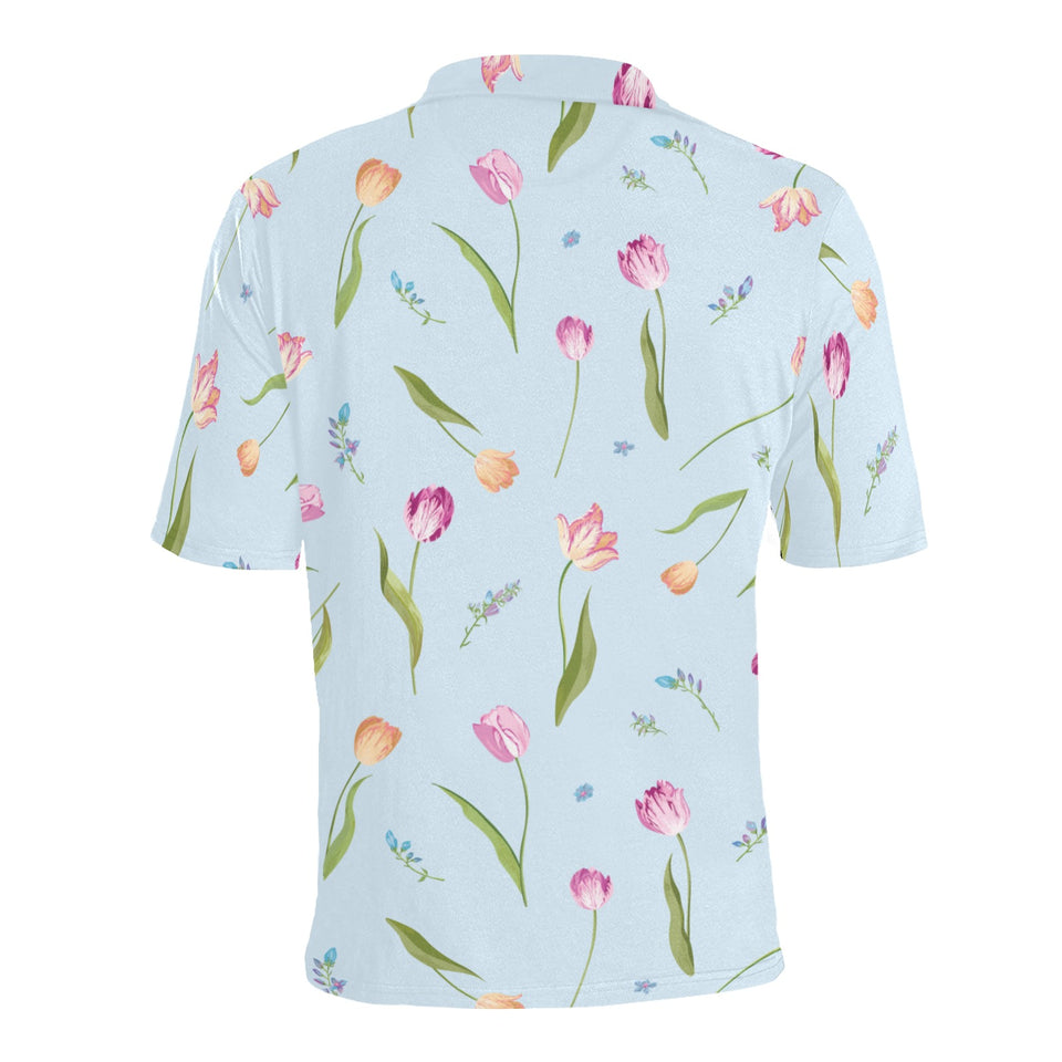 Watercolor Tulips pattern Men's All Over Print Polo Shirt