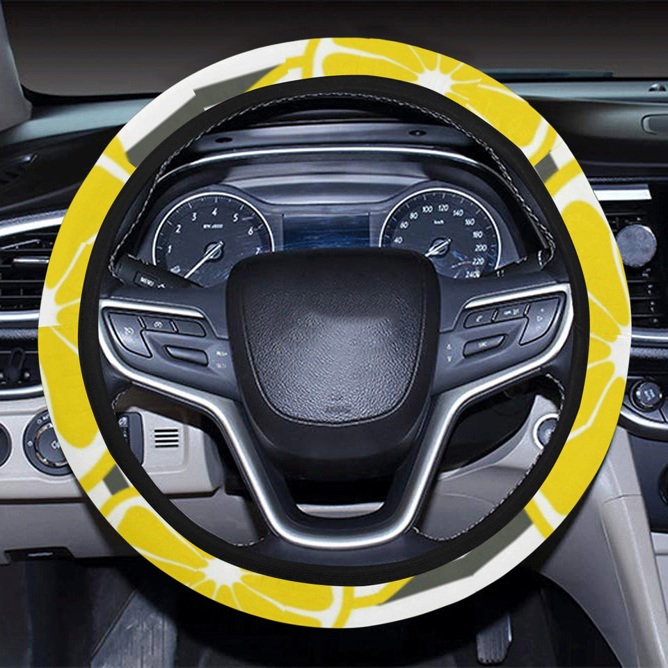 slice of lemon design pattern Car Steering Wheel Cover