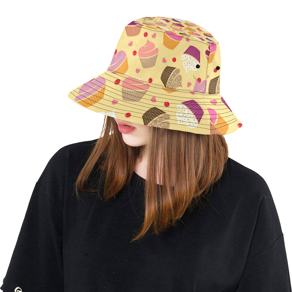 cake cupcake heart cherry pattern Unisex Bucket Hat