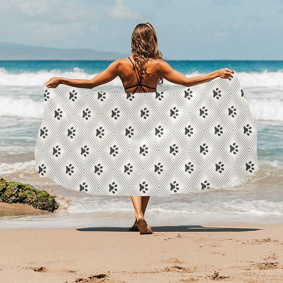 Dog Paws Pattern Print Design 03 Beach Towel