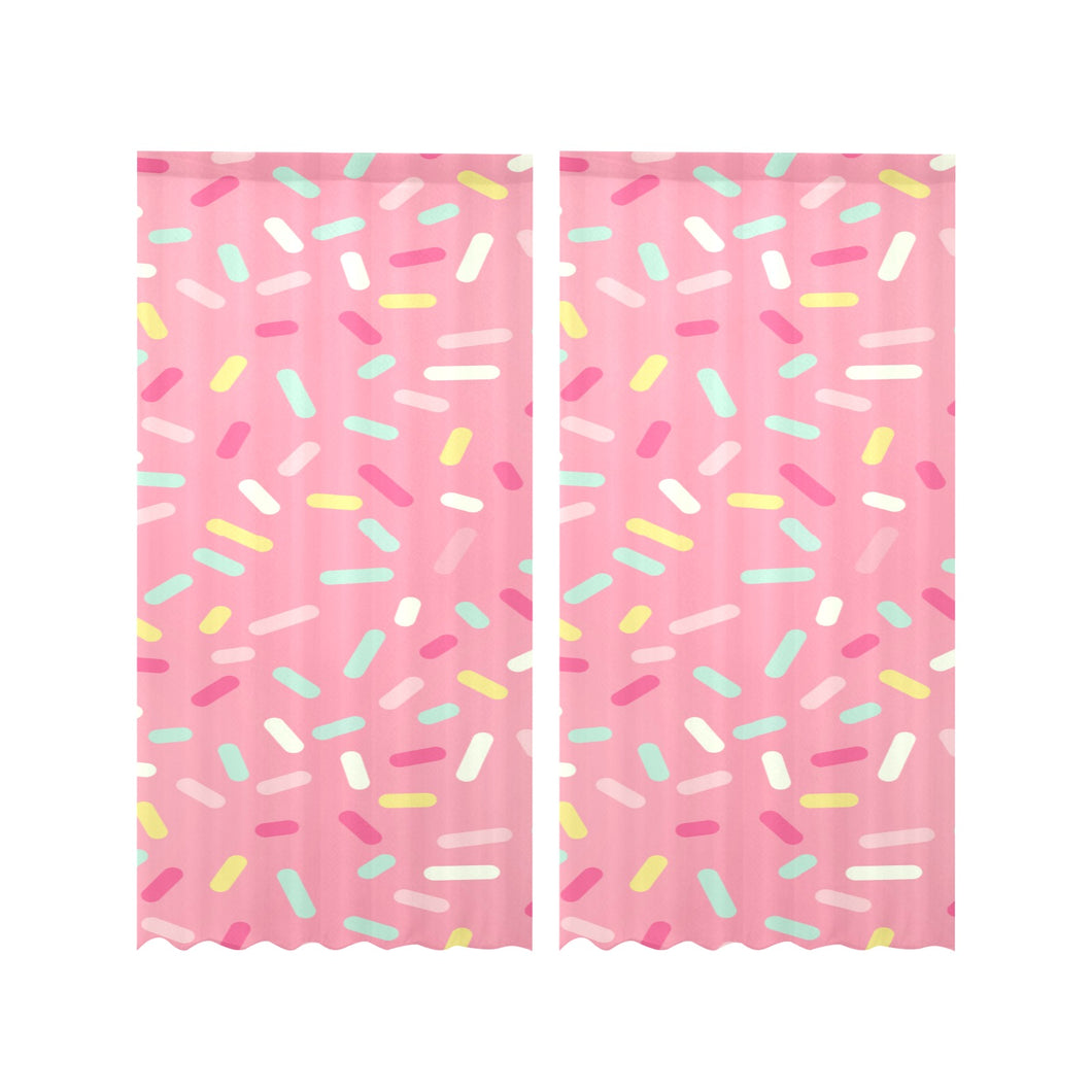 Pink donut glaze candy pattern Gauze Curtain