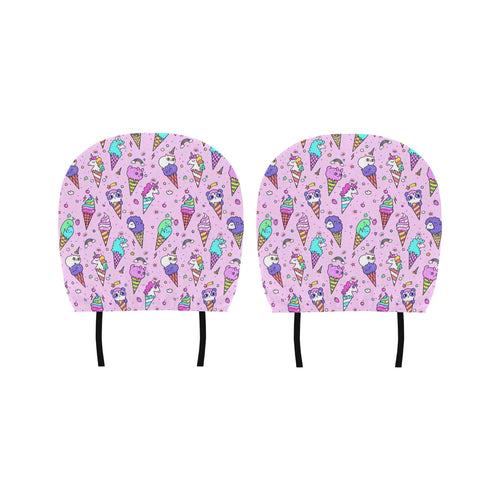 Cute ice cream cone animal pattern Car Headrest Cover