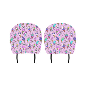 Cute ice cream cone animal pattern Car Headrest Cover