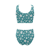 Vintage star pattern Chest Bowknot High Waisted Bikini Swimsuit