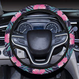 Hibiscus Pattern Print Design 05 Car Steering Wheel Cover