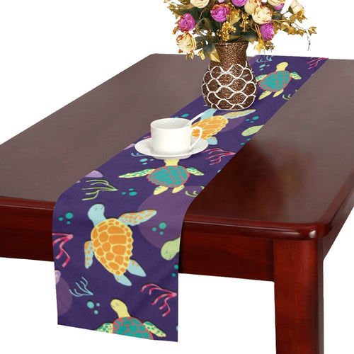 Colorful sea turtle pattern Table Runner