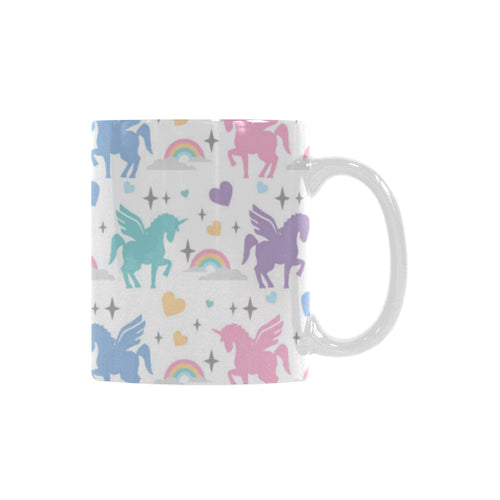 colorful unicorn rainbow heart pattern Classical White Mug (Fulfilled In US)