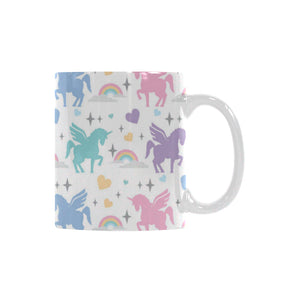 colorful unicorn rainbow heart pattern Classical White Mug (Fulfilled In US)