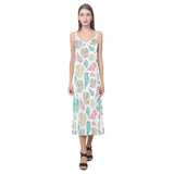 Colorful shell pattern V-Neck Open Fork Long Dress