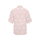 Clock pattern pink blackground Women's All Over Print Hawaiian Shirt