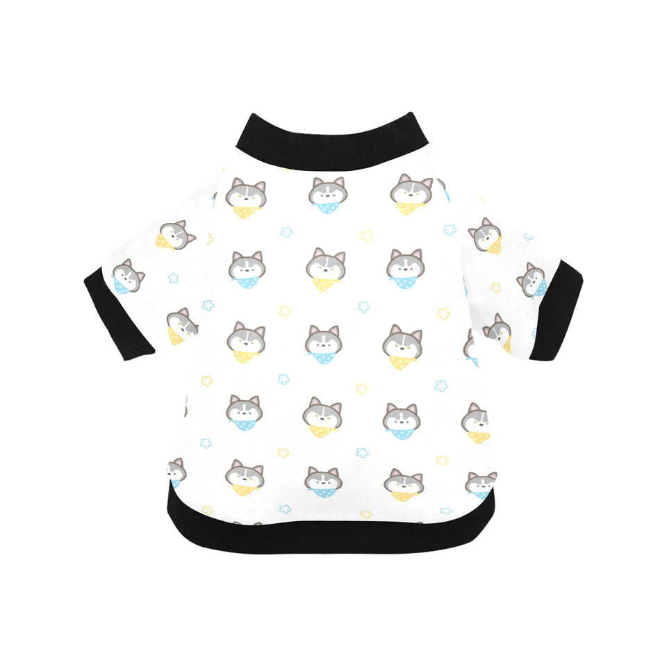 Cute Siberian Husky pattern All Over Print Pet Dog Round Neck Fuzzy Shirt
