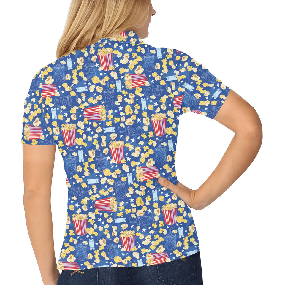Popcorn Pattern Print Design 01 Women's All Over Print Polo Shirt