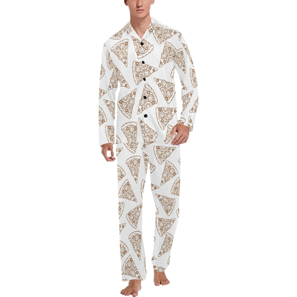 Hand drawn pizza pattern Men's Long Pajama Set