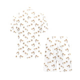 Jack Russel Pattern Print Design 04 Men's V-Neck Short Pajama Set