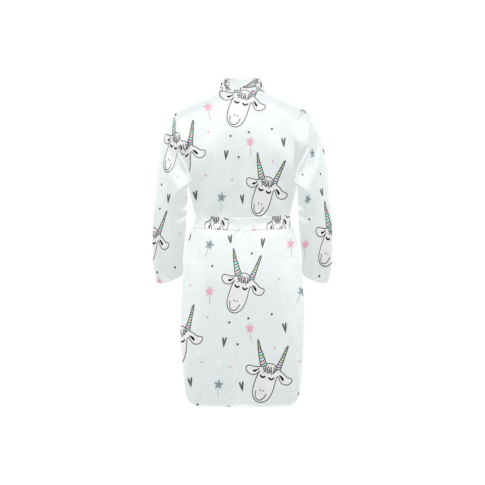 Cute goat design pattern Men's Long Sleeve Belted Night Robe