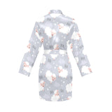 Sweet dreams sheep pattern Women's Long Sleeve Belted Night Robe