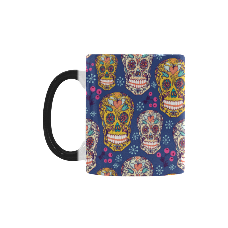 Sugar skull flower pattern Morphing Mug Heat Changing Mug