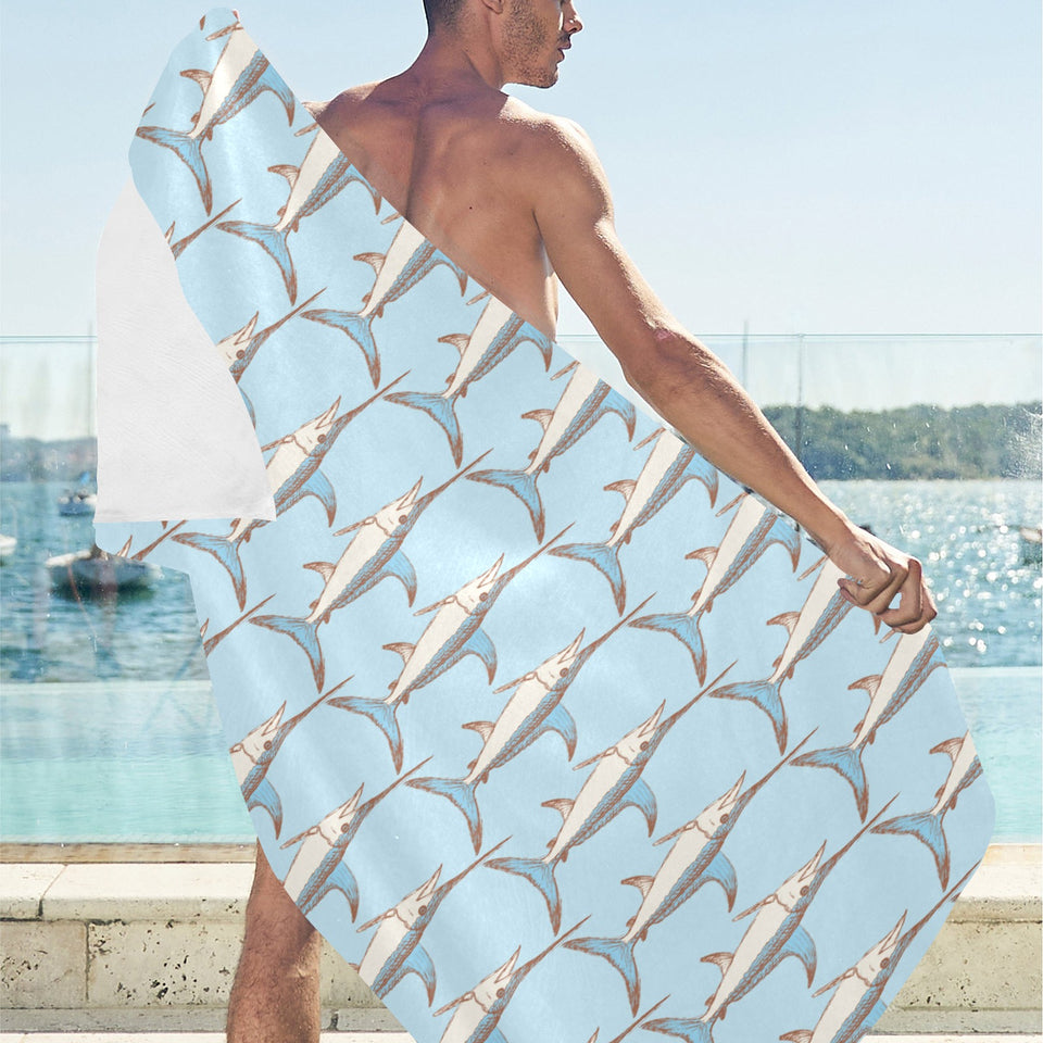 Swordfish Pattern Print Design 01 Beach Towel