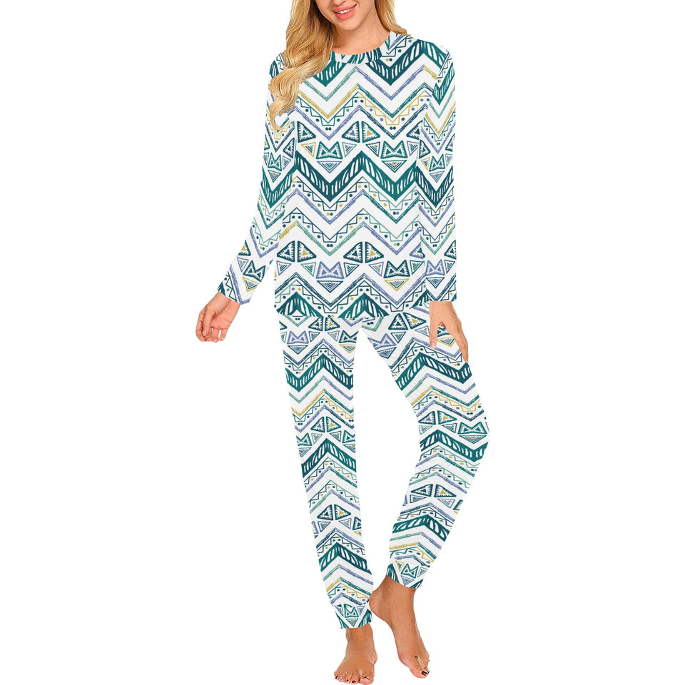zigzag chevron paint design pattern Women's All Over Print Pajama Set