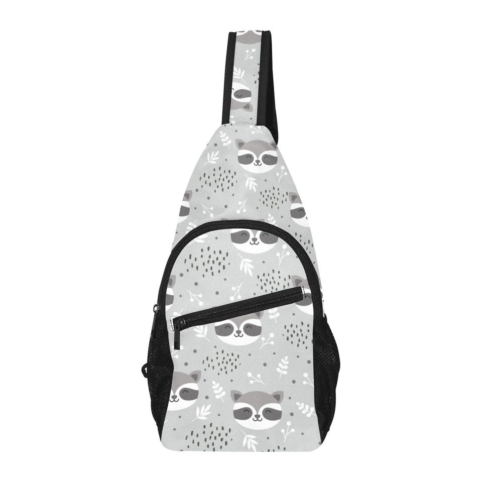 Cute raccoons leaves dot All Over Print Chest Bag