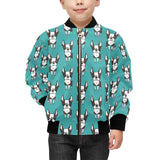 Hand drawn boston terrier dog pattern Kids' Boys' Girls' Bomber Jacket