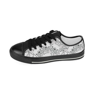 Cute french bulldog head pattern Kids' Boys' Girls' Low Top Canvas Shoes Black