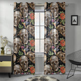 Skull rose humming bird flower pattern Gauze Curtain
