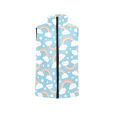 Cute rainbow clound star pattern blue background Women's Padded Vest