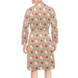 English Bulldog Pattern Print Design 05 Men's Long Sleeve Belted Night Robe