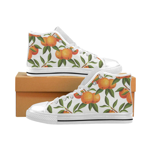Oranges pattern background Men's High Top Canvas Shoes White