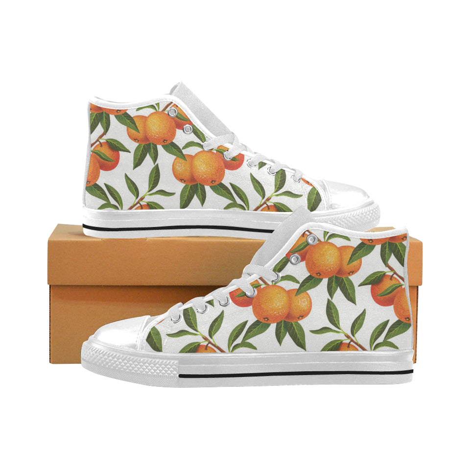 Oranges pattern background Men's High Top Canvas Shoes White