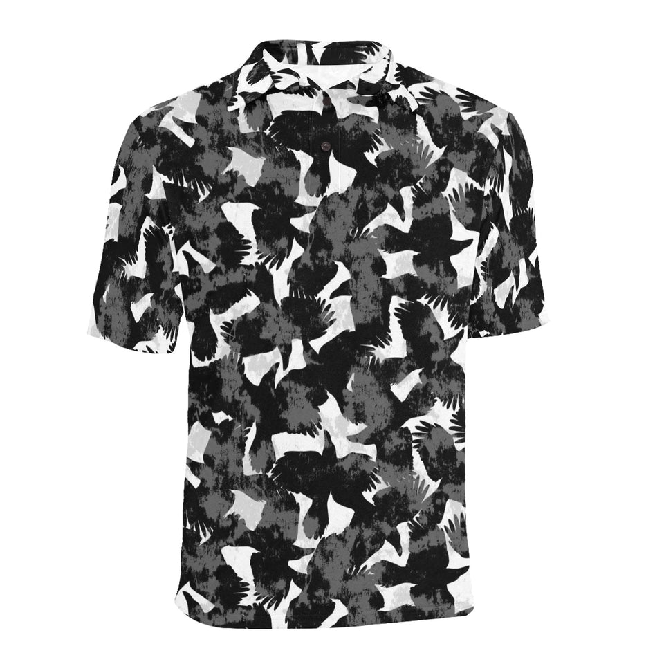 Crow illustration pattern Men's All Over Print Polo Shirt