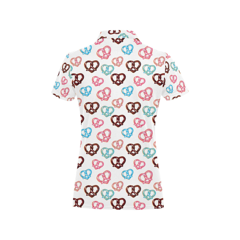 Pretzels Pattern Print Design 04 Women's All Over Print Polo Shirt