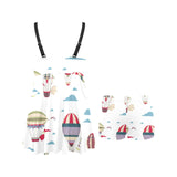 Hot air balloon pattern Chest Sexy Pleated Two Piece Swim Dress