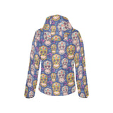 Sugar skull flower pattern Women's Padded Hooded Jacket