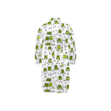 Sketch funny frog pattern Men's Long Sleeve Belted Night Robe