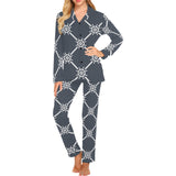 nautical steering wheel rope pattern Women's Long Pajama Set