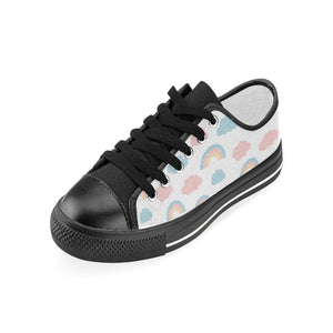Cute rainbow clound pattern Kids' Boys' Girls' Low Top Canvas Shoes Black