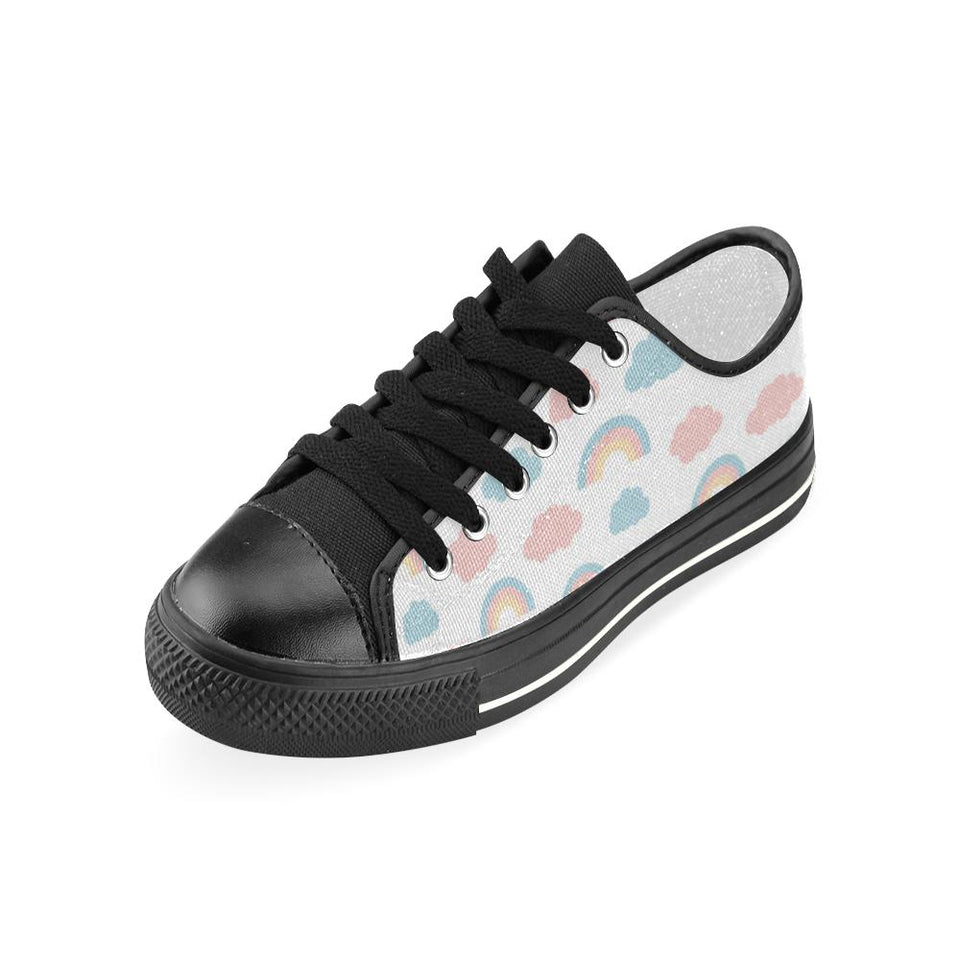 Cute rainbow clound pattern Kids' Boys' Girls' Low Top Canvas Shoes Black