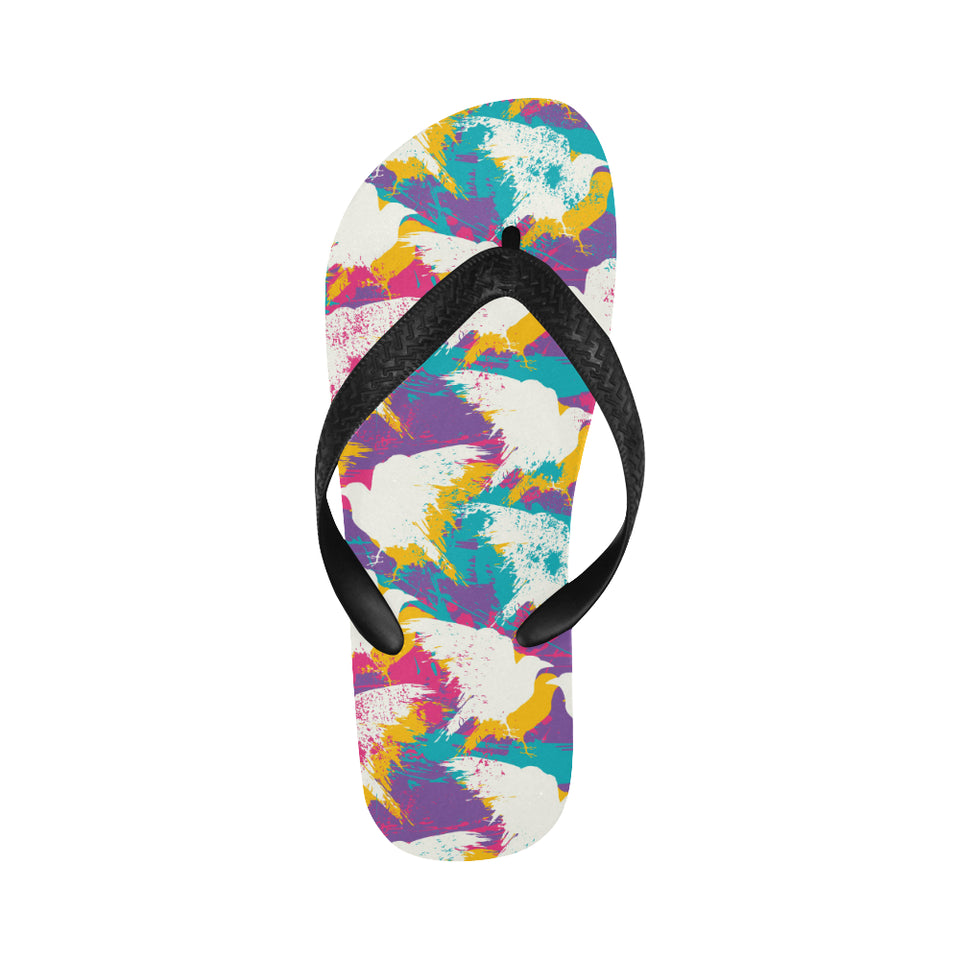 Colorful crow illustration pattern Unisex Flip Flops