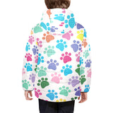 Dog Paws Pattern Print Design 01 Kids' Boys' Girls' Padded Hooded Jacket