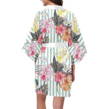 Colorful orchid flower pattern Women's Short Kimono Robe