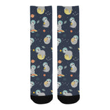 Cute sloth astronaut star planet rocket pattern Crew Socks
