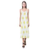 hand drawn sun pattern V-Neck Open Fork Long Dress