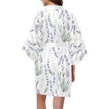 Hand painting Watercolor Lavender Women's Short Kimono Robe