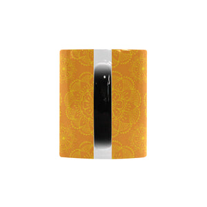 Orange traditional indian element pattern Morphing Mug Heat Changing Mug